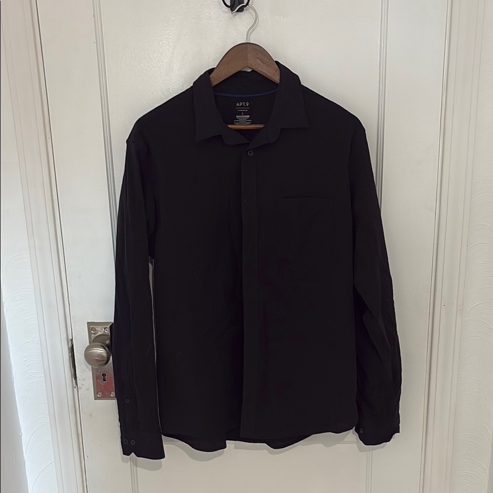 Apt. 9 Black Casual Button Down Shirt